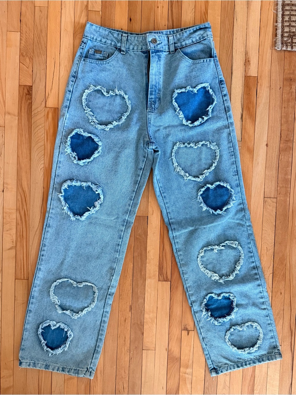 NWOT Blue Heart Patch Denim Jeans
